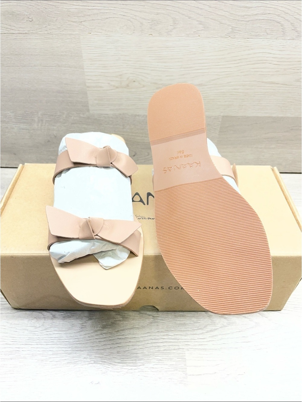 Kaanas Blush Bow Slide Sandals #185